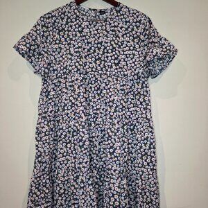 Navy Floral Flowy Dress Size Size Small